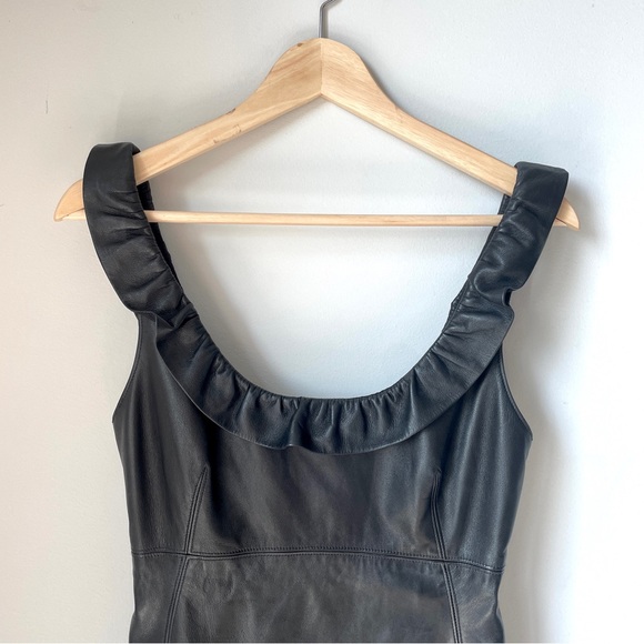 L’Agence Soft Leather Wave Dress. Black, Sz 2 (S) - Picture 3 of 8